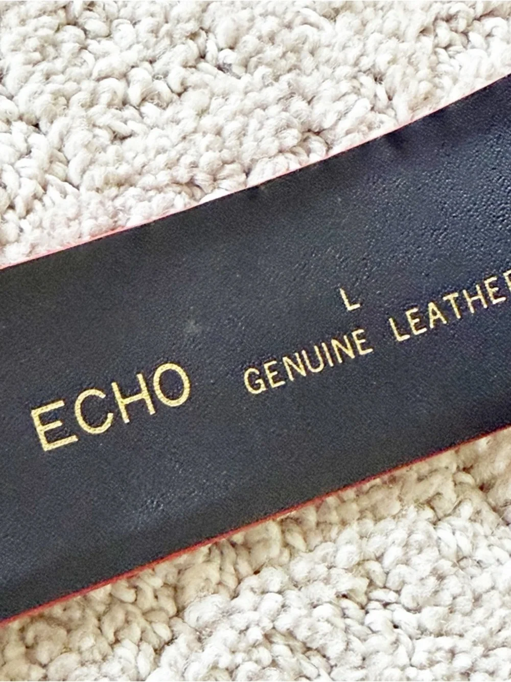 ECHO Burnt Red Suede Leather Belt Sz L Statement Classic Gold Western Career